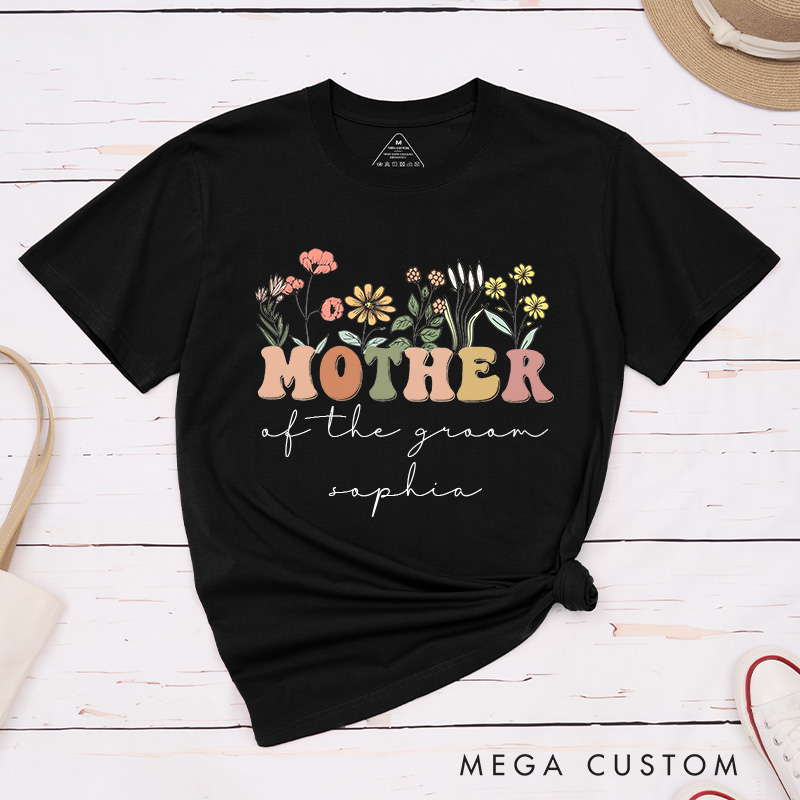 Personalized Vintage Floral Mother of the Bride Matching T-Shirt Mother of the Groom T-Shirt Wedding Day T-Shirt MOB MOG Bachelorette Party Gift