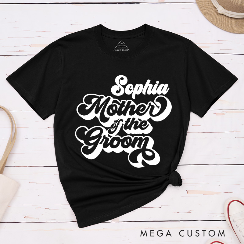 Personalized Vintage Mother of the Bride Matching T-Shirt with Name Classic Mother of the Groom T-Shirt MOB MOG Wedding Day T-Shirt Bachelorette Party Gift