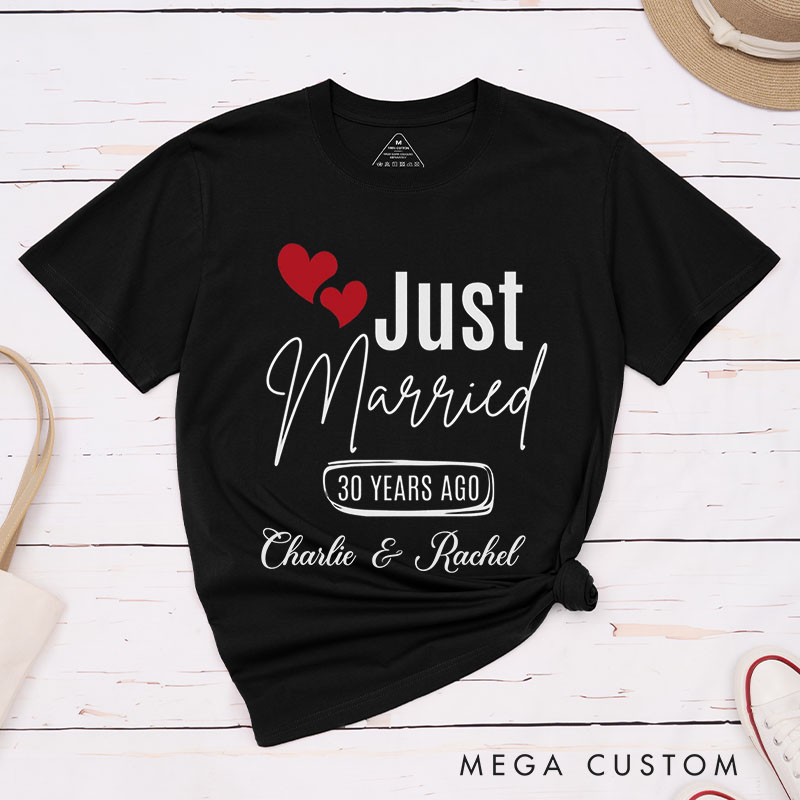Personalized Couple 30th Anniversary T-Shirt Just Married 30 Years Ago T-Shirt Anniversary Gift Tees for Wife Husband 