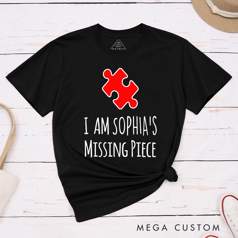 Personalized Couple I'm Her Missing Piece Matching T-Shirt Valentine's Day I'm His Missing Piece T-Shirt for Husband Wife Boyfriend Girlfriend Gift