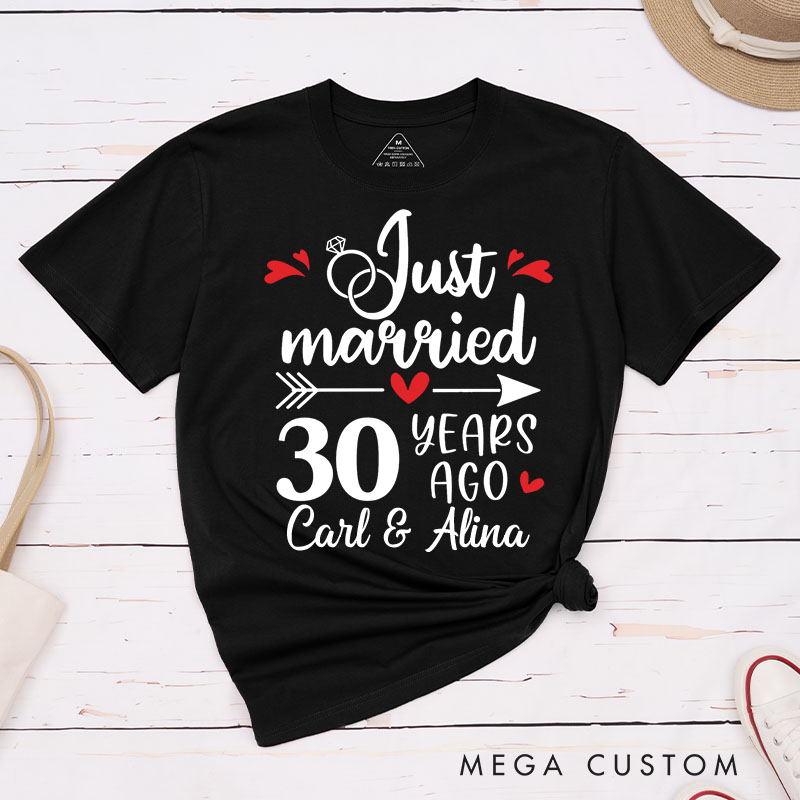 Personalized Couple 30th Cruise Anniversary T-Shirt Just Married 30 Years Ago Anniversary Romantic Wife Husband Anniversary Tees