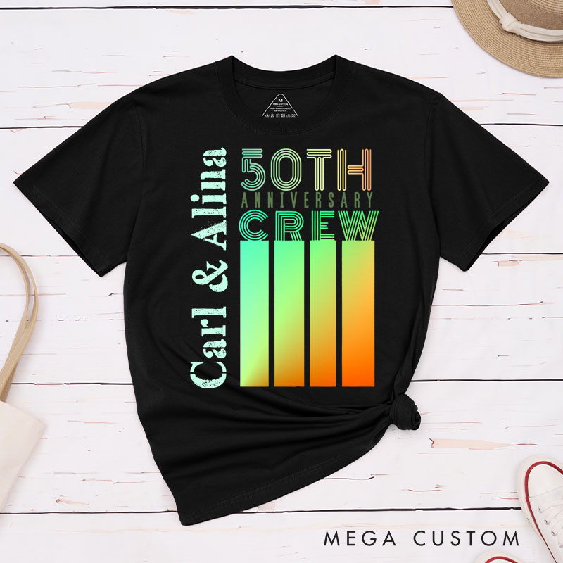 Personalized Couple 30th Cruise Anniversary Crew T-Shirt Modern Celebration Anniversary Shirt Couple T-Shirts for Husband Wife