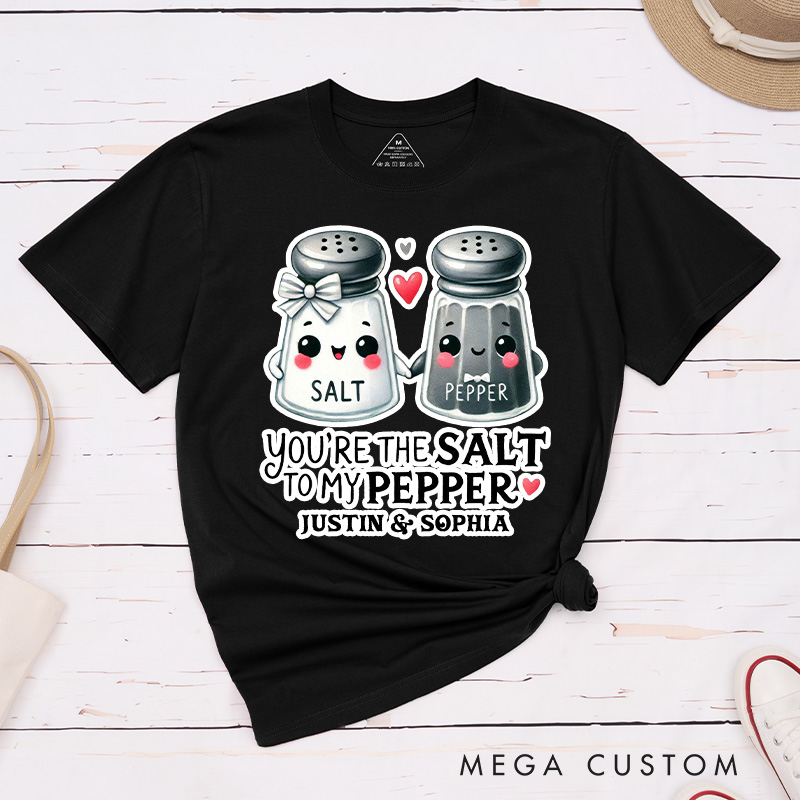 Personalized Couple You're the Salt to My Pepper Matching T-Shirt Valentine's Day T-Shirt for Husband Wife Boyfriend Girlfriend Gift for Hubby Wifey