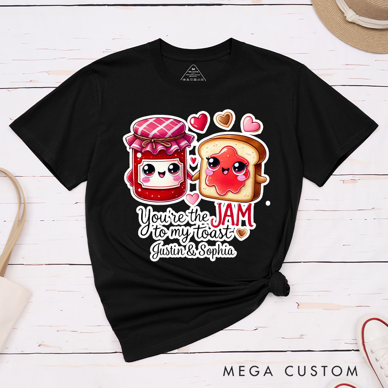 Personalized Couple You're the Jam to My Toast Matching T-Shirt Valentine's Day T-Shirt for Husband Wife Boyfriend Girlfriend Gift for Hubby Wifey