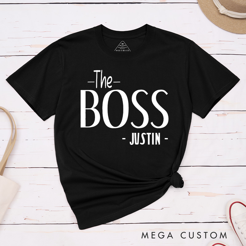 Personalized Couple The Boss and The Real Boss Matching T-Shirt Valentine's Day T-Shirt for Husband Wife Boyfriend Girlfriend Gift for Hubby Wifey