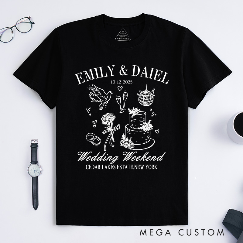 Personalized Wedding Weekend T-Shirt Groom Wedding Memorial T-Shirt Wedding Party Gift Shirt For Men Gift For Groom
