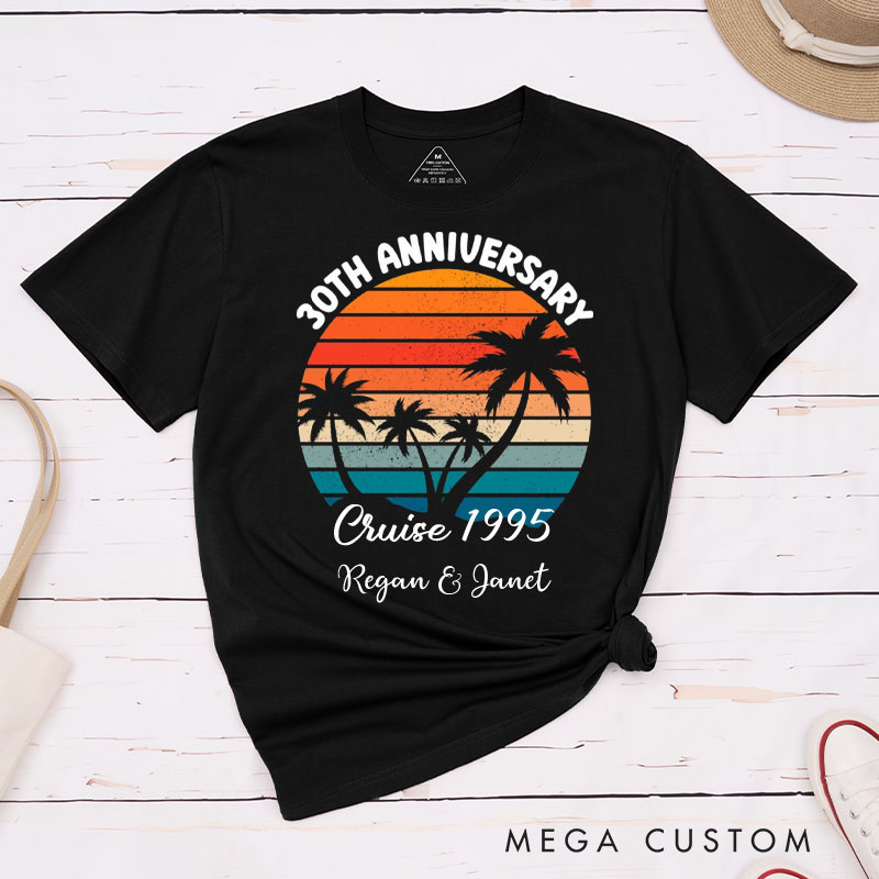 Personalized Couple 30th Anniversary T-Shirt 30th Anniversary Cruise Tropical Celebration Anniversary Shirt Couple Gift Tee for Husband Wife 