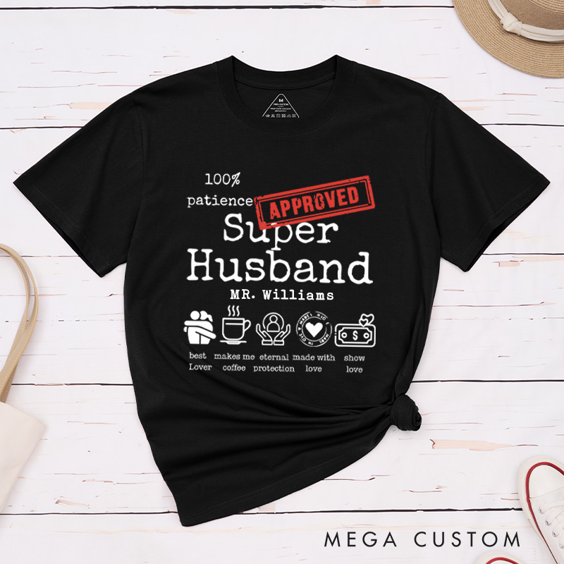 Personalized Fun Approved Super Wife and Super Husband Matching Wedding Couple Classic T-Shirt