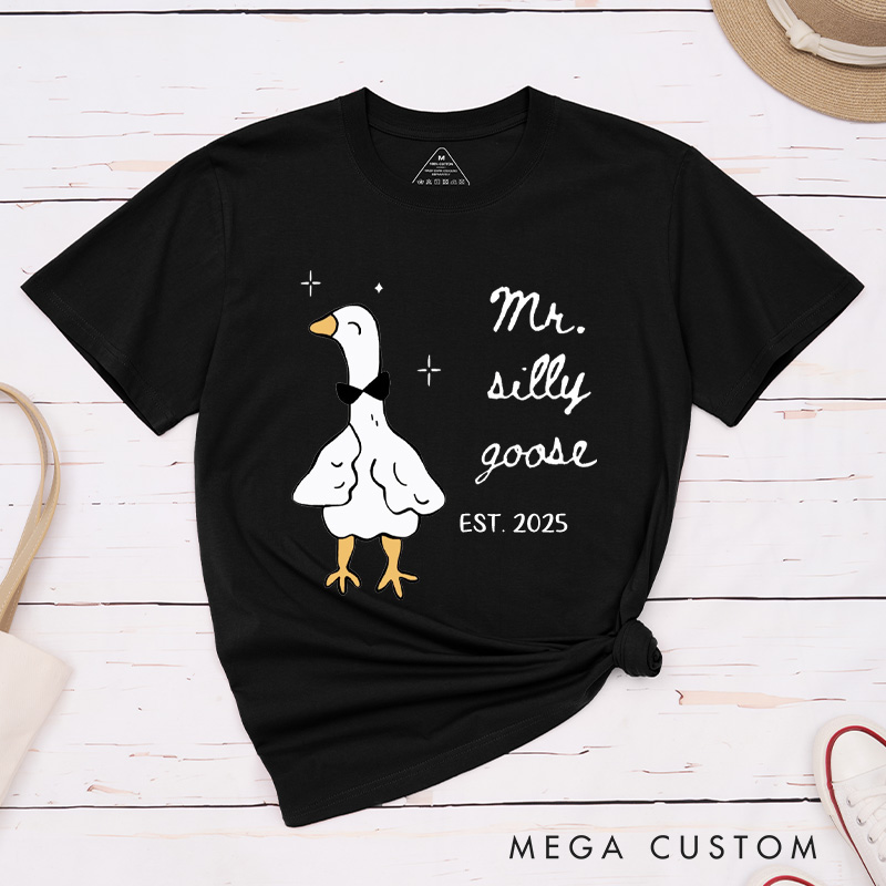 Personalized Funny Mr and Mrs Silly Goose Matching Wedding Couple Classic T-Shirt