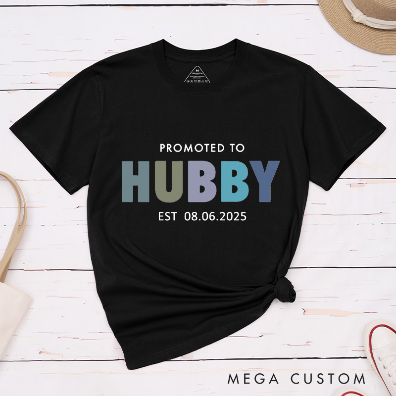 Personalized Playful Promoted to Hubby and Wifey Matching Wedding Couple Classic T-Shirt