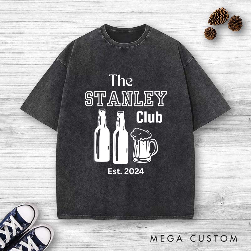 Personalized Bachelor Party Washed T-Shirt Groom Groomsmen Wedding Favors Shirts Retro y2k Washed T-Shirt for Best Man
