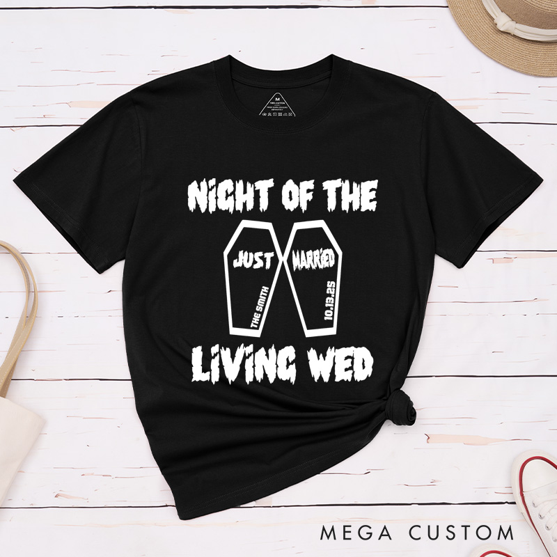 Personalized Spooky Night of the Living Wed Just Married Wedding Couple Classic T-Shirt