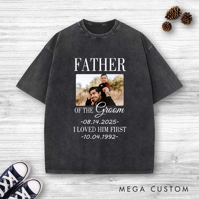 Personalized Father of the Groom Washed T-Shirt Heartfelt Tribute for FOG T-Shirt Groom Dad Vintage Shirts Groom Father y2k Washed Tees