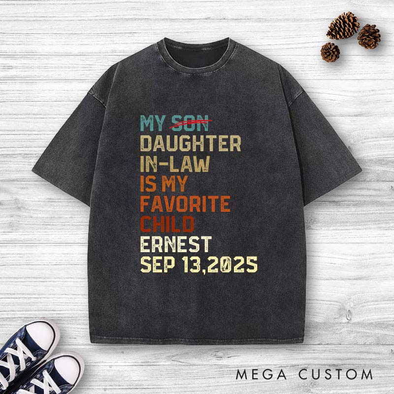 Personalized Father of the Groom Washed T-Shirt Daughter-in-Law Favorite Child Humor Shirt Vintage Groom Dad Bachelor Party Shirts