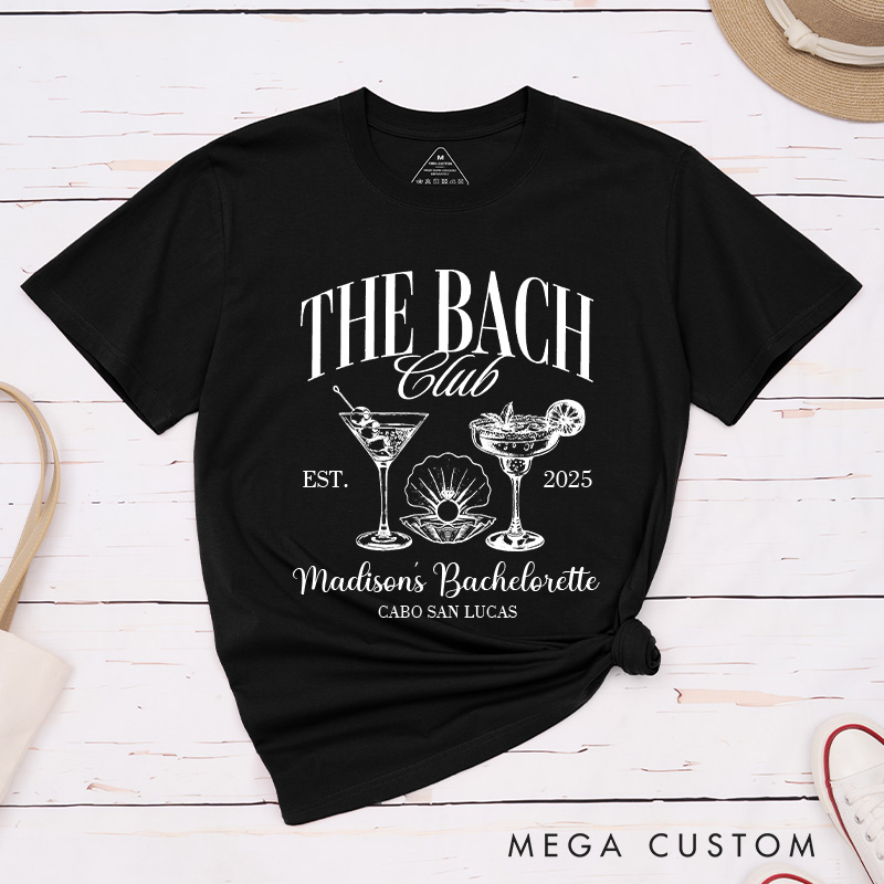 Personalized The Bride Club with Cocktail Matching T-Shirt The Bach Club T-Shirt Bridesmaid Bride Tribe T-Shirt Wedding Bachelorette Party Gift