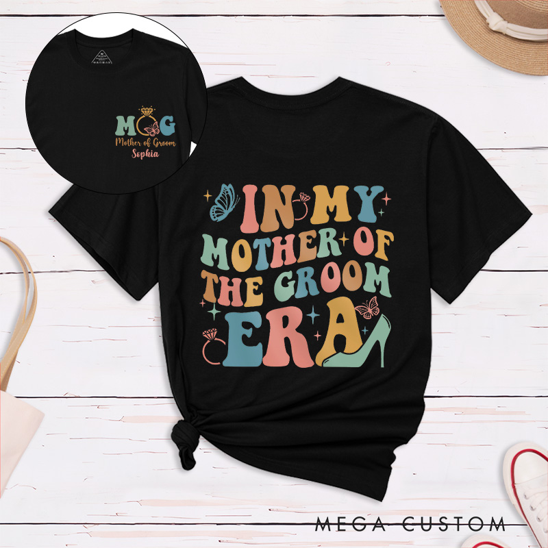 Personalized Butterfly In My Mother of the Bride Era Matching T-Shirt In My Mother of the Groom Era T-Shirt Wedding T-Shirt Bachelorette Party Gift
