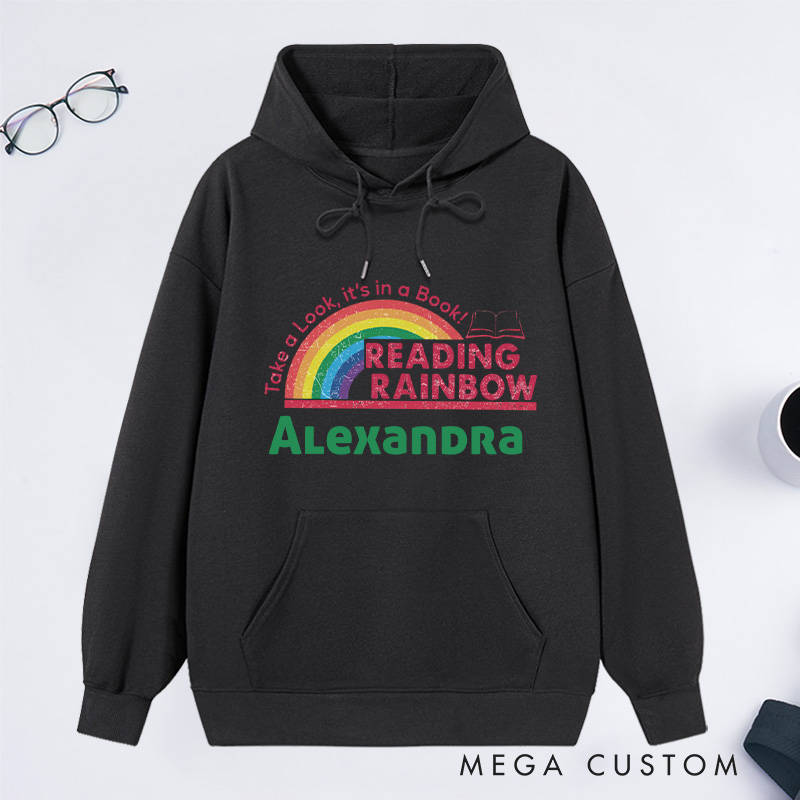Personalized Reading Rainbow Classic Hoodies Book Lover Hoodies Reading Hoodies Librarian Gift Book Lover Gift For Reader Gift