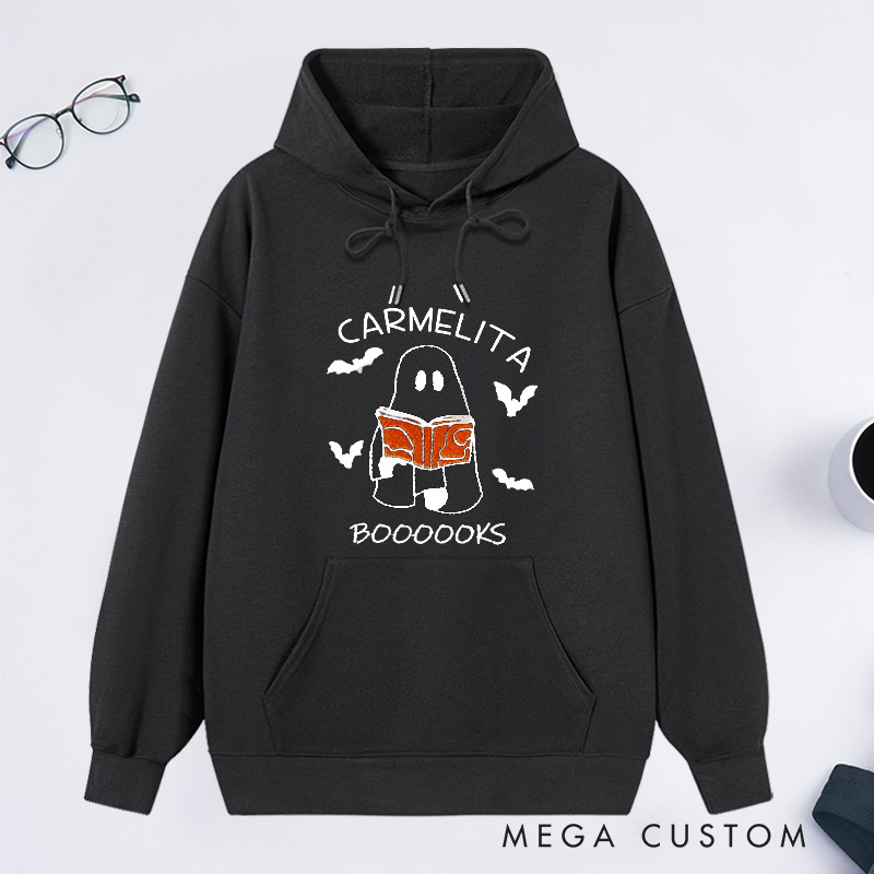 Personalized Booooks Classic Hoodies Custom Bookish Hoodies with Name Halloween Hoodies Librarian Gift Book Lover Gift Halloween Gift