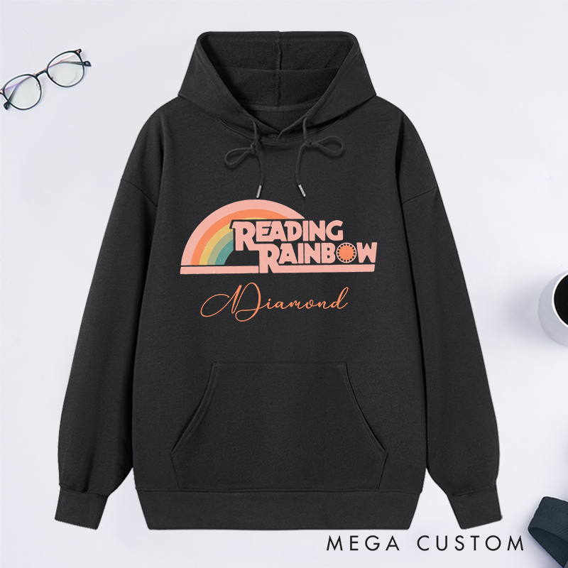 Personalized Reading Rainbow Classic Hoodies Love To Read Hoodies Custom Book Lover Hoodies with Name Librarian Gift Reading Gift for Reader