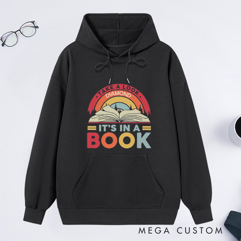 Personalized Reading Rainbow Classic Hoodies Custom Book Lover Hoodies with Name Take a Look It’s in a Book Hoodies Librarian Gift Reader Gift
