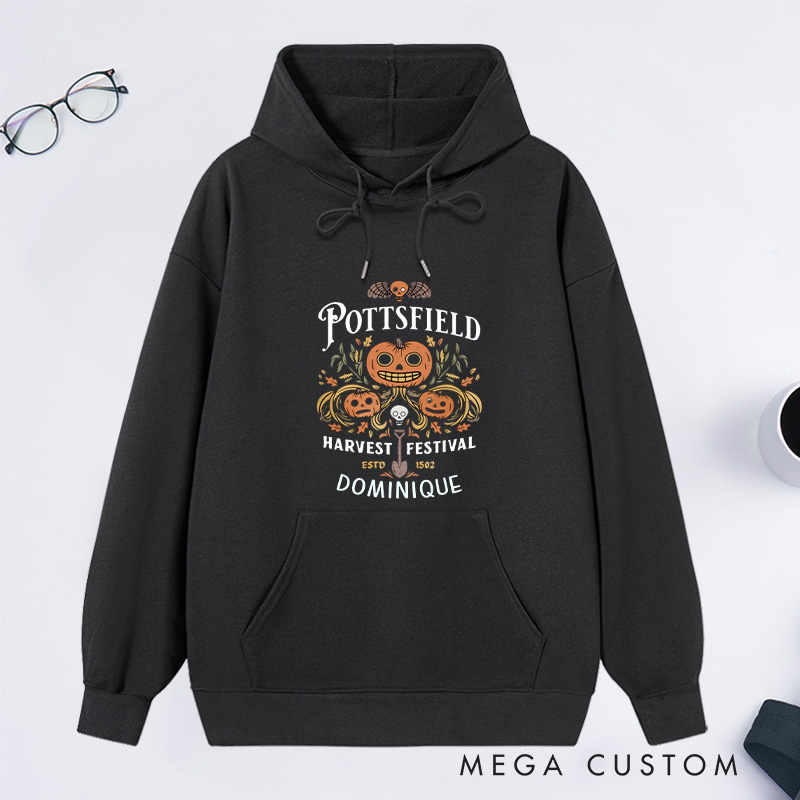 Personalized Pottsfield Harvest Festival Classic Hoodies Halloween Hoodies with Name Plant Lover Gift Gardening Lover Gift for Gardener Halloween Gift