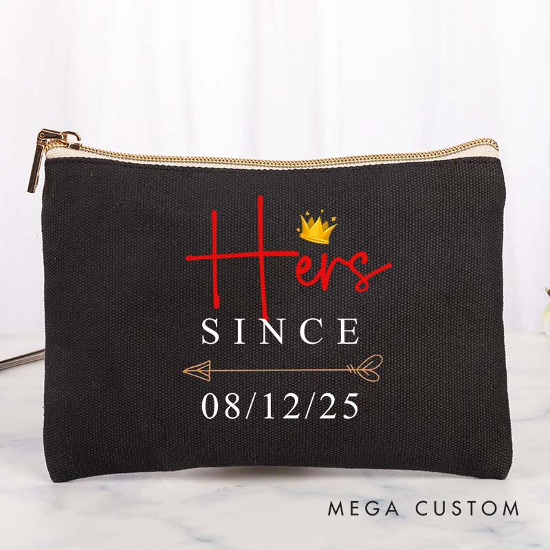Personalized Couple Anniversary Clutch Bag Husband Wife Anniversary Travel Makeup Bag Clutch Bag