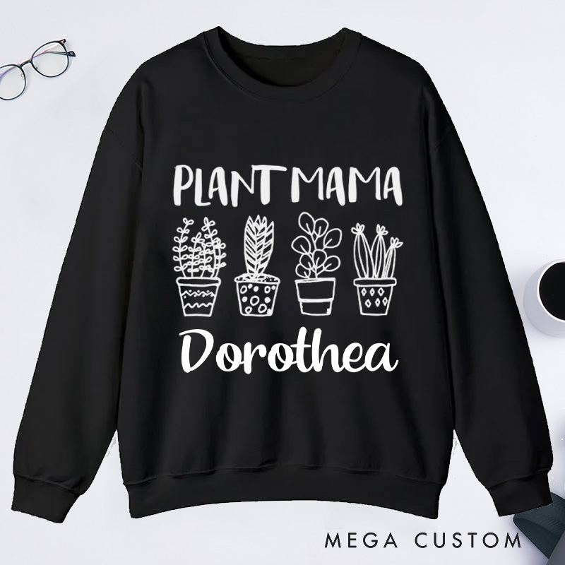 Personalized Plant Mama Classic Sweatshirts Crazy Plant Lady Sweatshirt with Name Gardener Sweatshirt Plant Lover Gift Gardening Gift
