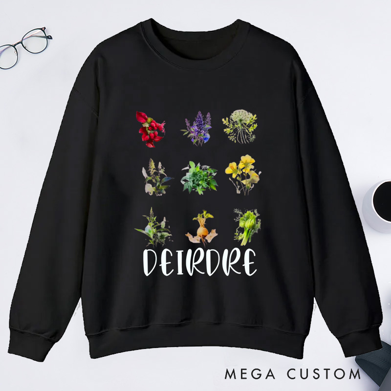 Personalized Women's Reproductive Health Herbs Classic Sweatshirts with Name Plant Lover Gift Gardening Gift for Gardener Gift