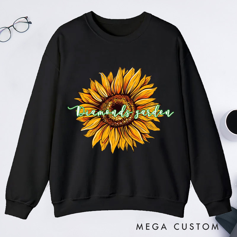Personalized Sunflower Classic Sweatshirts Flower Print Sweatshirt Gardener Sweatshirt with Name Plant Lover Gift Gardening Gift Gardener Gift