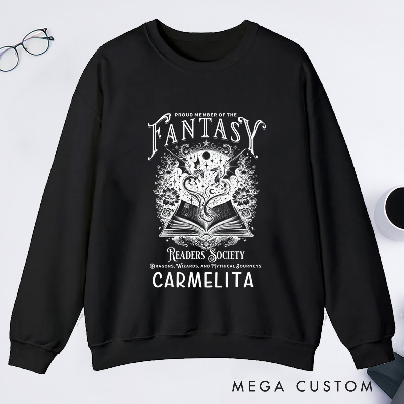 Personalized Fantasy Readers Society Classic Sweatshirts Dragon Lover Sweatshirt Bookish Sweatshirt Mythical Creatures Book Sweatshirt Book Lover Gift