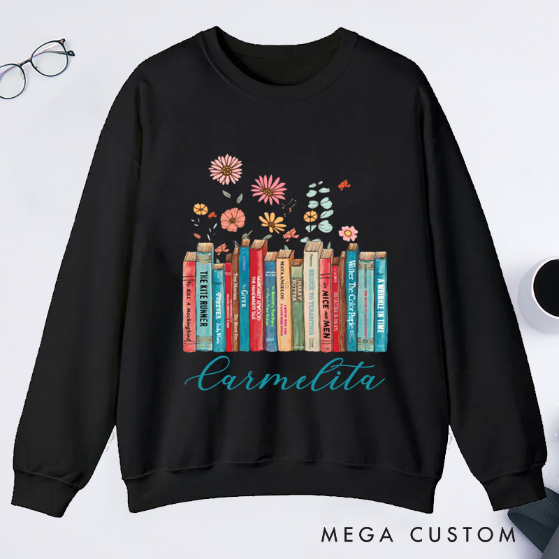 Personalized I'm With The Banned Classic Sweatshirts Custom Floral Books Sweatshirt with Name Book Lover Gift Librarian Gift Reading Gift