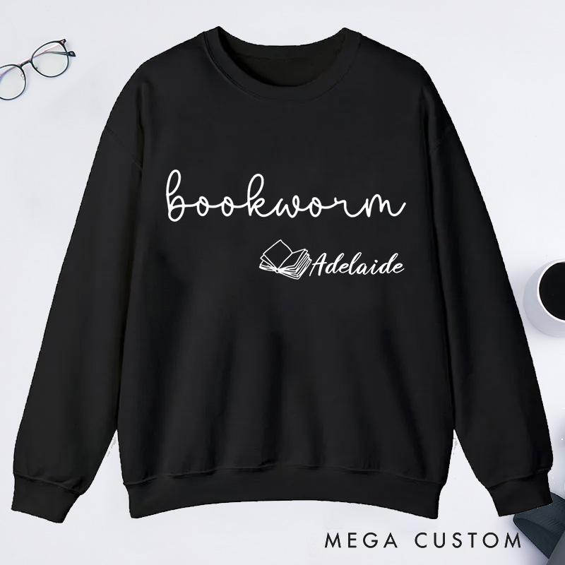 Personalized Bookworm Classic Sweatshirts Custom Sweatshirt with Name Bookish Sweatshirt Book Lovers Gift Librarian Gift Reading Gift