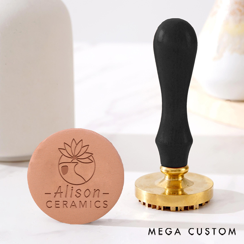 Personalized Pottery Stamp Ceramics Clay Gift for Pottery Lovers with Floral Vase and Custom Name