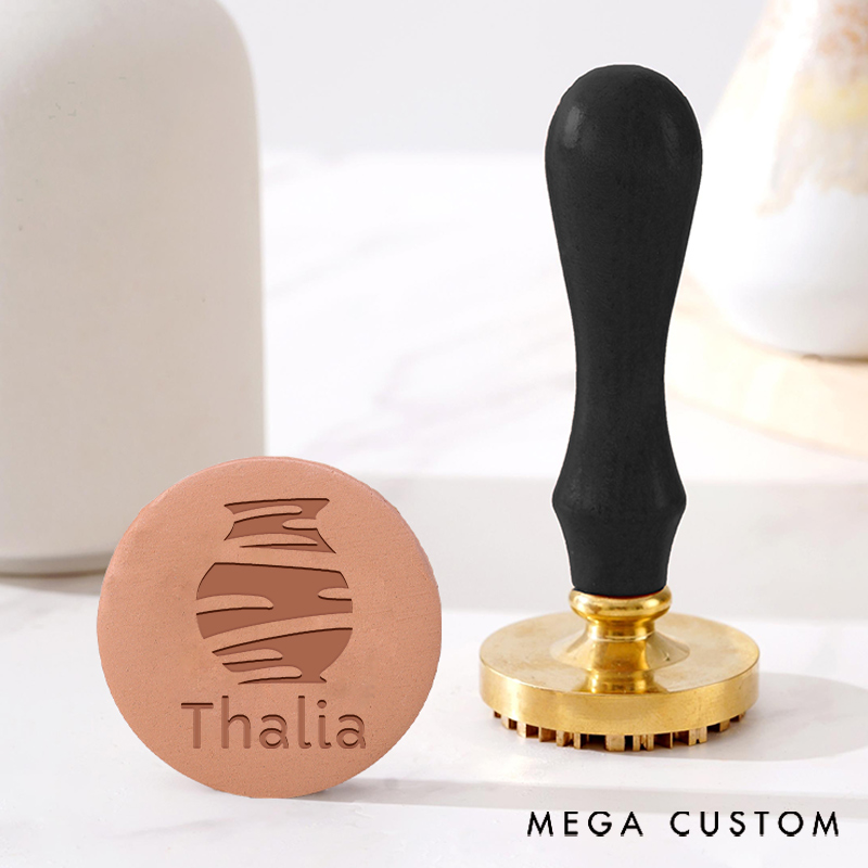 Personalized Pottery Stamp Ceramics Clay Gift for Potter with Stylish Bottle and Custom Name