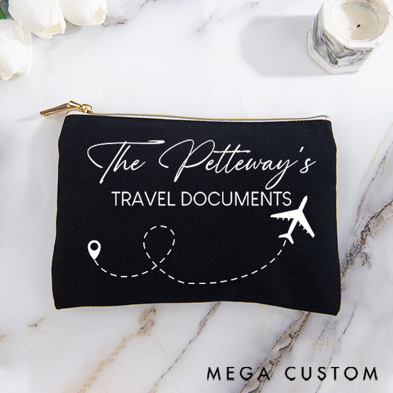 Personalized Makeup Bag Gift for Traveler Travel Documents and Custom Name