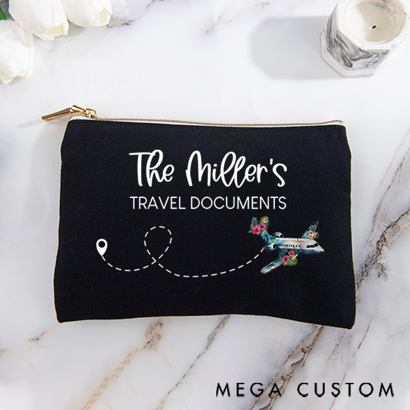 Personalized Makeup Bag Gift for Travel Lovers Travel Documents and Travel's Name