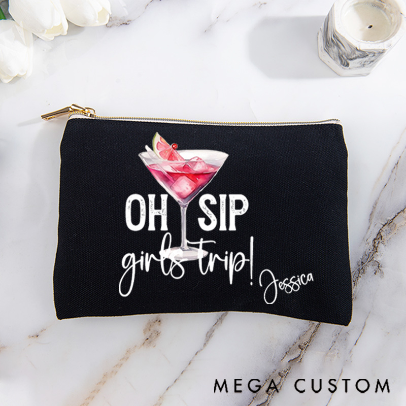 Personalized Makeup Bag Gift for Travel Lovers Girl's Trip and Custom Name