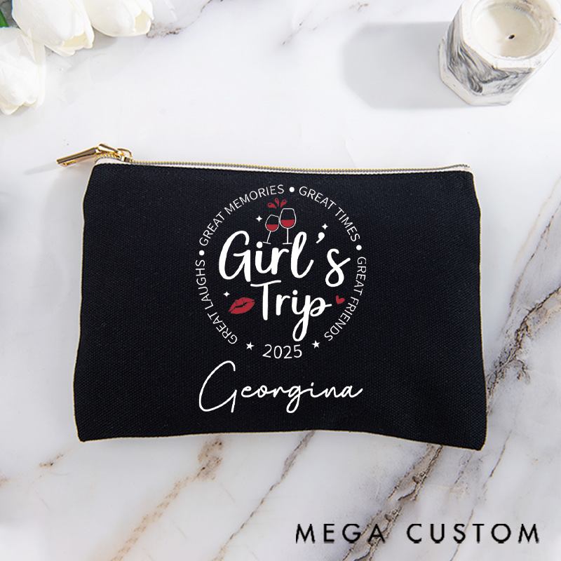 Personalized Makeup Bag Gift for Girls Travel Lovers Great Friends Cheers and Custom Name
