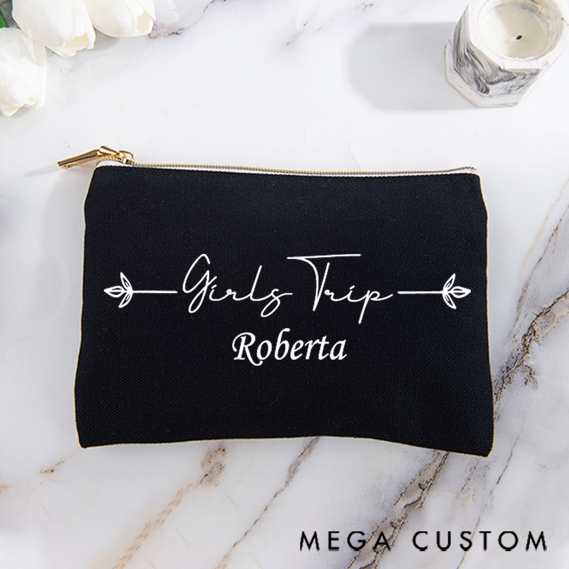 Personalized Makeup Bag Gift for Girls Travel Lovers Girls Trip and Custom Name