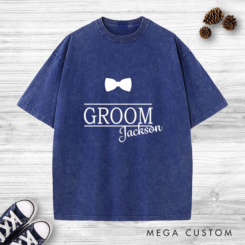 Personalized Classic Groom Bow Tie T-Shirt Elegance Groomsman Party Favors Shirts Stag Party Gift Tee for Men Bachelor Party Shirt