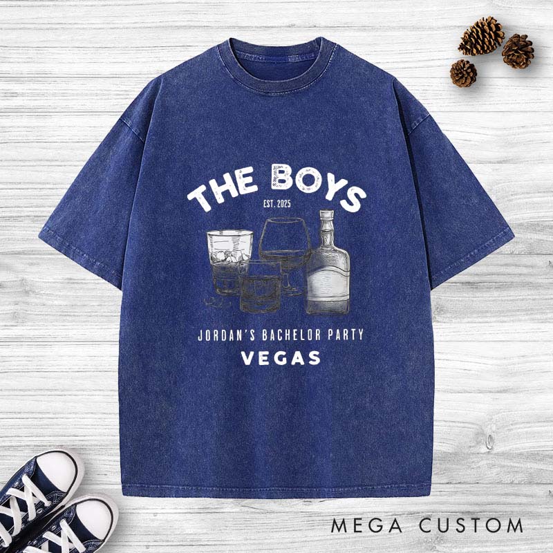 personalized Groom Washed T-Shirt Vintage Groomsman Bachelor Party Shirt Y2K Washed T-Shirts for Best Man Groomsman Proposal Tees