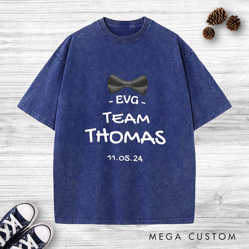 Personalized EVG Groom Team Washed T-Shirt Bachelor Party Favors T-Shirts for Best Man Retro Groom Club y2k Shirts for Men