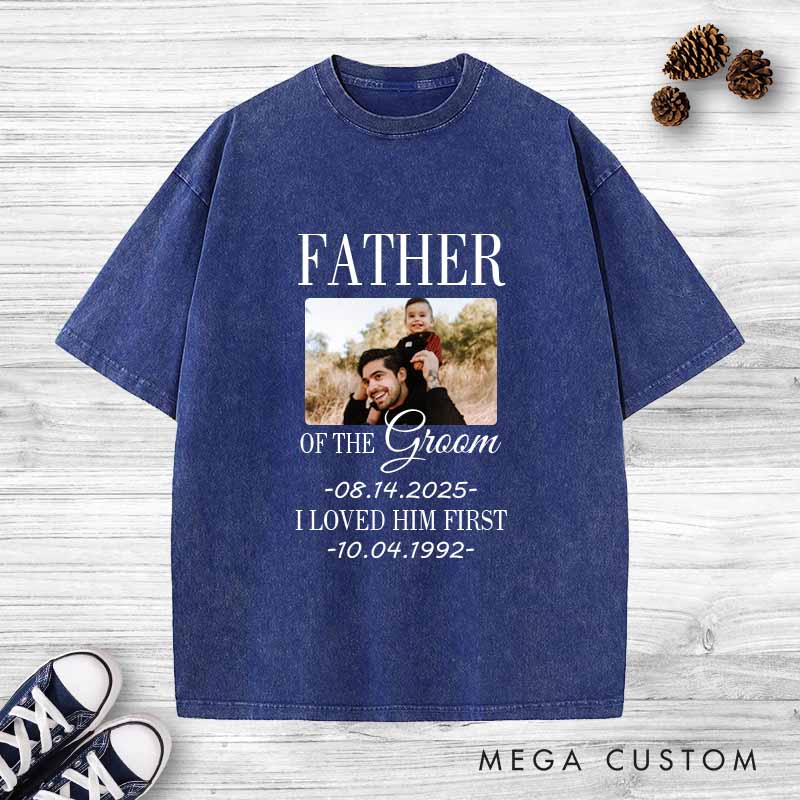 Personalized Father of the Groom Washed T-Shirt Heartfelt Tribute for FOG T-Shirt Groom Dad Vintage Shirts Groom Father y2k Washed Tees