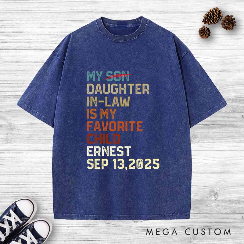 Personalized Father of the Groom Washed T-Shirt Daughter-in-Law Favorite Child Humor Shirt Vintage Groom Dad Bachelor Party Shirts