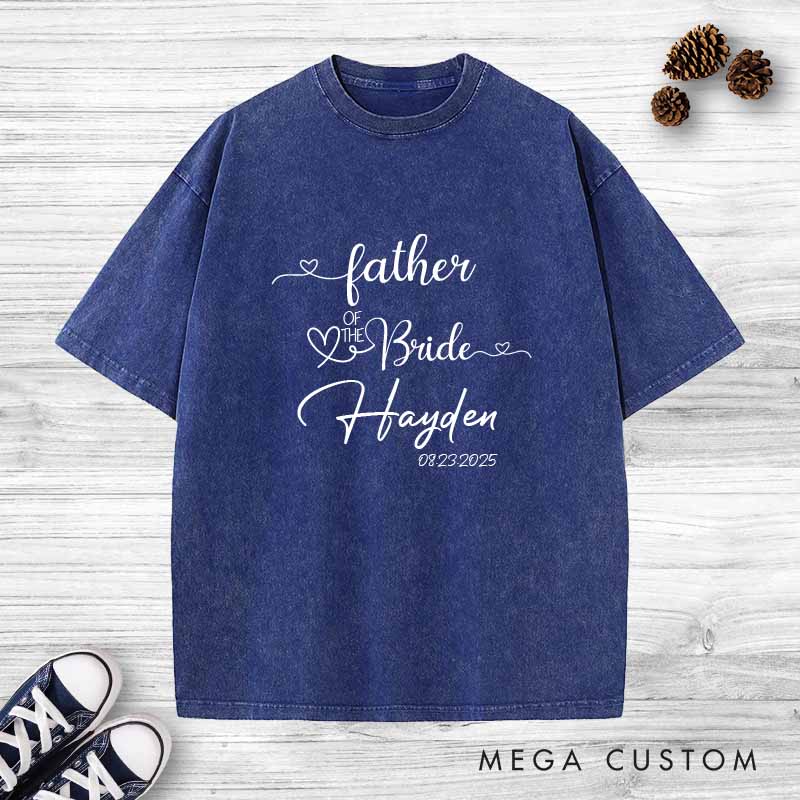 Personalized Father of the Bride Washed T-Shirt FOB Bachelor Favors T-Shirt Vintage Wedding Bride Dad Party Washed Tees