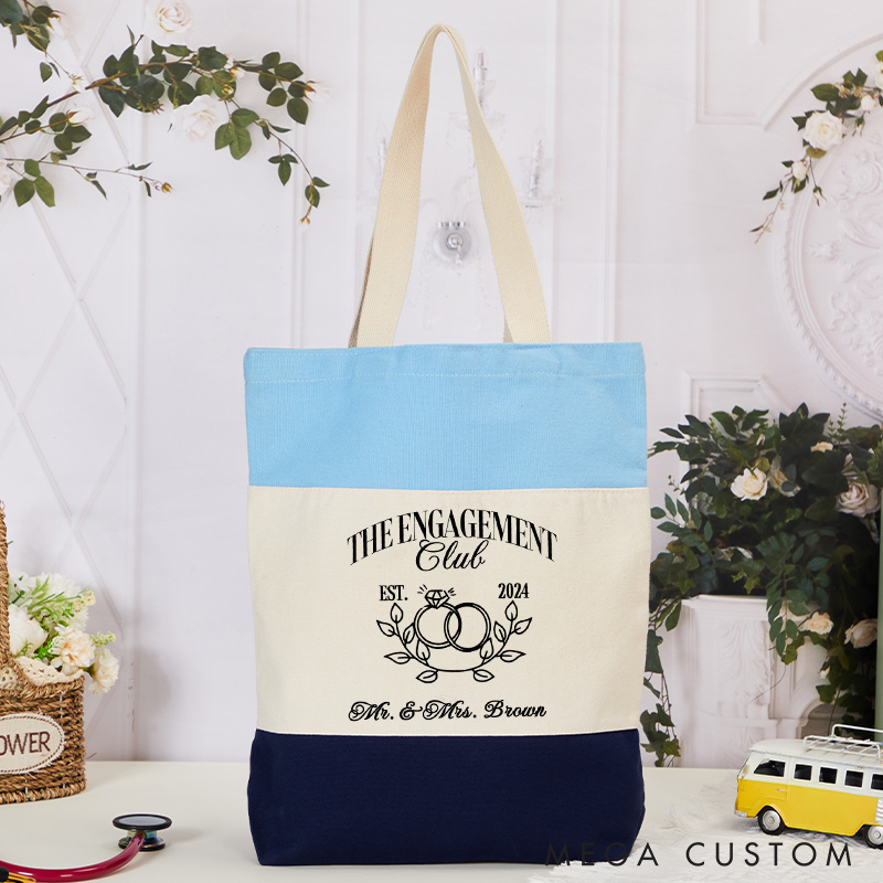 Personalized the Engagement Club Ring and Branches Tote Bag for Engagement Couple