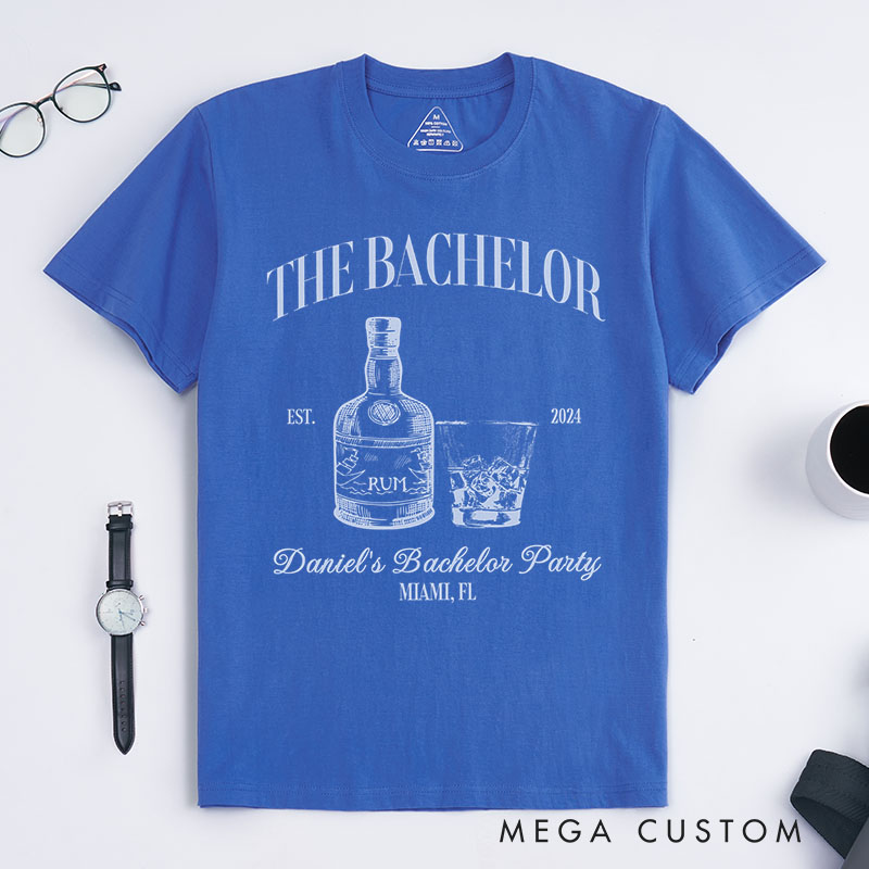 Personalized Groomsman Bachelor T-Shirt Rum-Themed Bachelor Party Groom Wedding Party Shirt Best Man Gift Shirt for Men