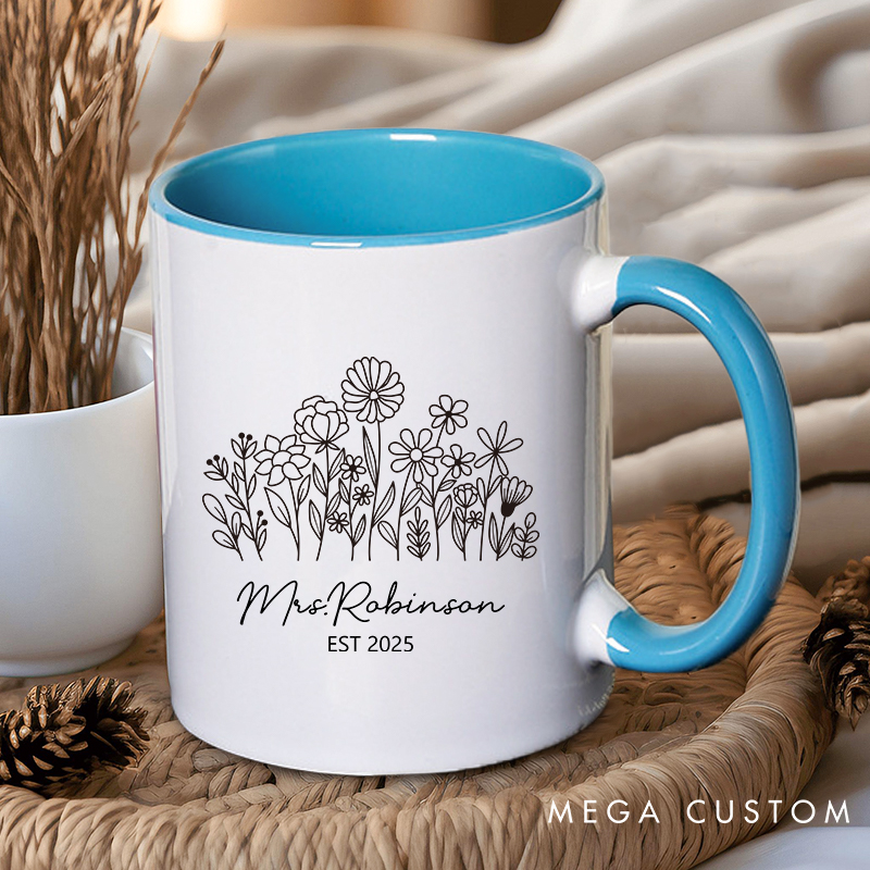 Personalized Nature-Themed Mr. & Mrs. Mugs Wife Husband Coffee Mug for Couple Wedding Groom Bride Ceramic Coffee Cup for Him Her