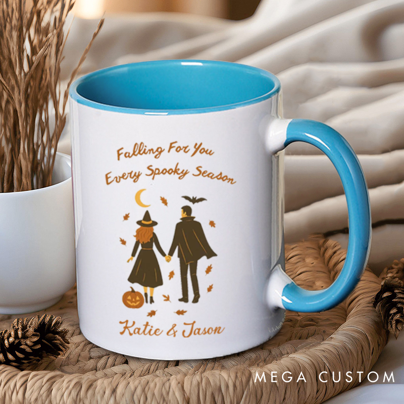 Personalized Falling for You Every Spooky Season Halloween Couple Mugs 