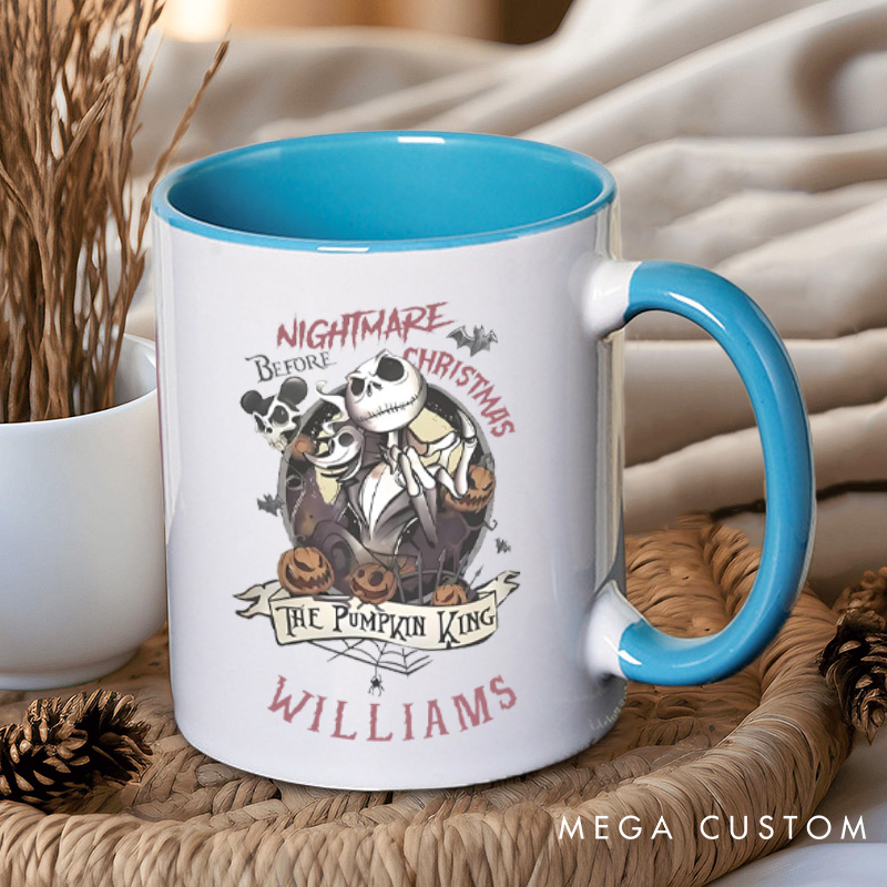 Personalized The Pumpkin King and Queen Halloween Couple Mugs 